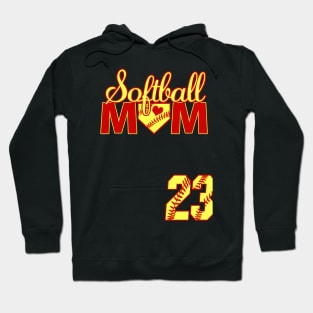 Softball Mom #23 Softball Jersey Favorite Player Biggest Fan Heart Hoodie